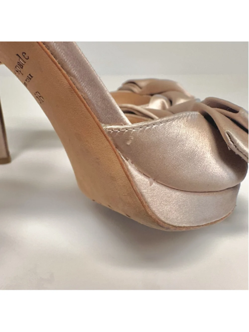 Kate Spade Satin Bow, Blush Pink, Strappy Stiletto Heel Sandals, Woman’s Size 5